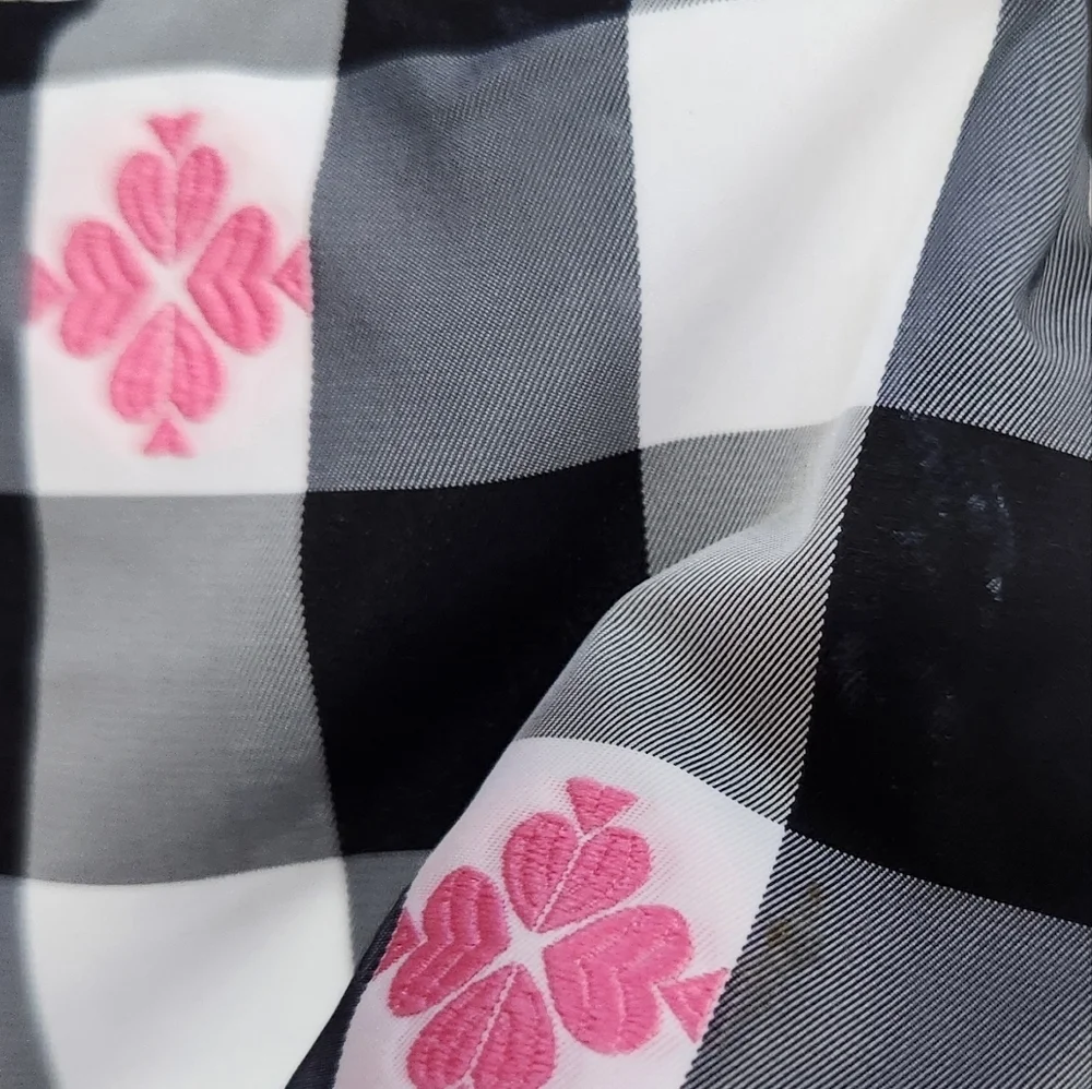 Kate Spade Graphic Morley Small Cosmetic Pouch Gingham Black Pink